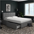 DHP Rose Tufted Full Storage Panel Bed in Gray