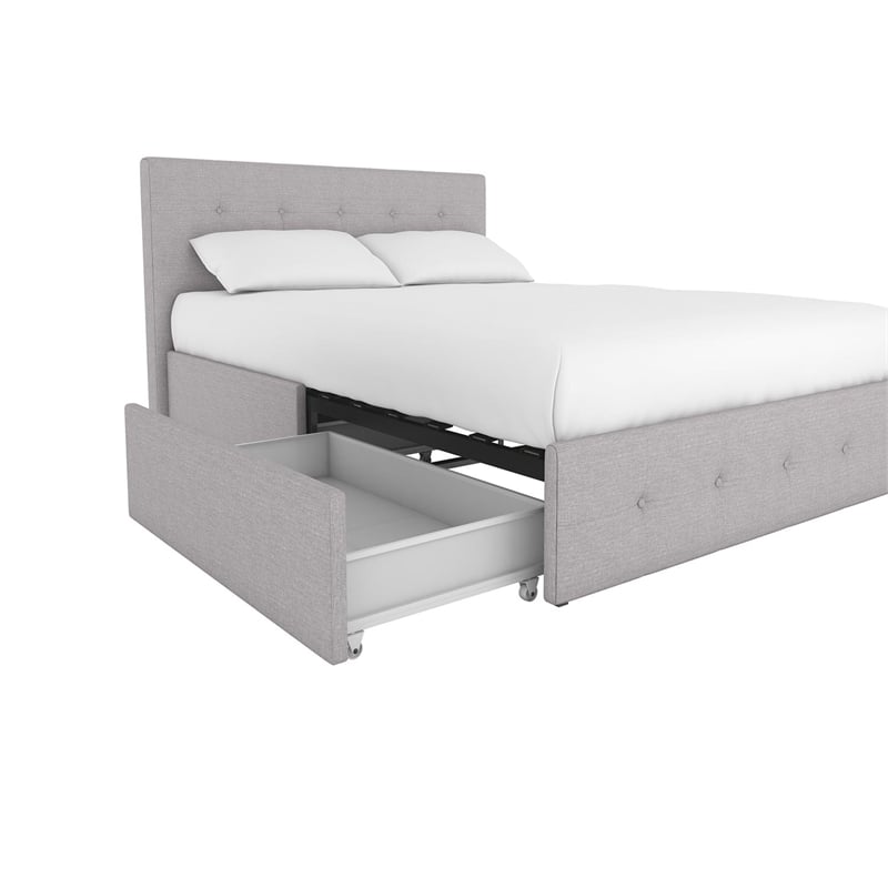 DHP Rose Tufted Full Storage Panel Bed in Gray