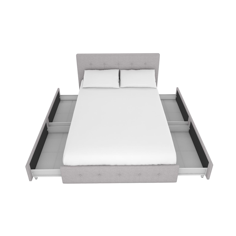 DHP Rose Tufted Full Storage Panel Bed in Gray