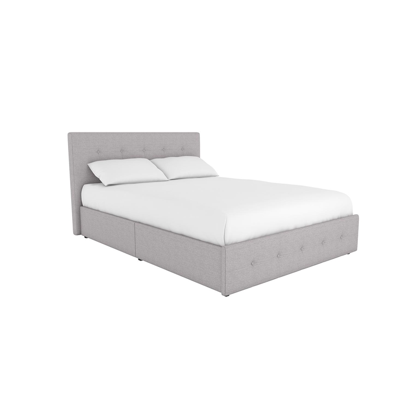 DHP Rose Tufted Full Storage Panel Bed in Gray