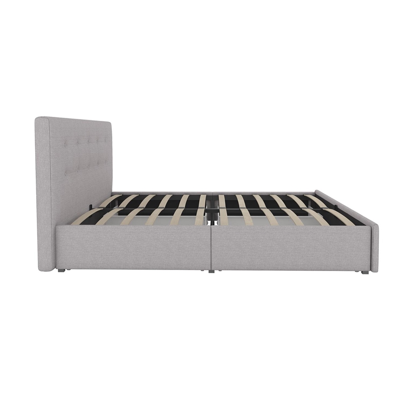DHP Rose Tufted Full Storage Panel Bed in Gray