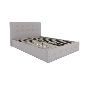 DHP Rose Tufted Full Storage Panel Bed in Gray