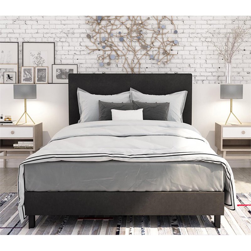 DHP Janford Queen Faux Leather Panel Bed in Black