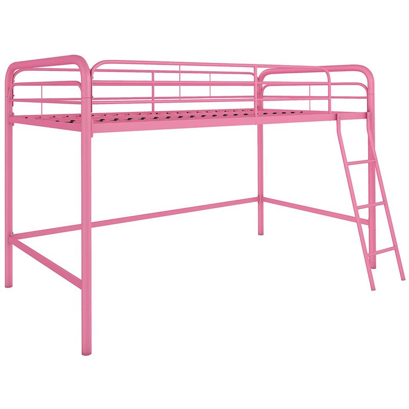 DHP Junior Twin Metal Loft Bed in Pink Cymax Business