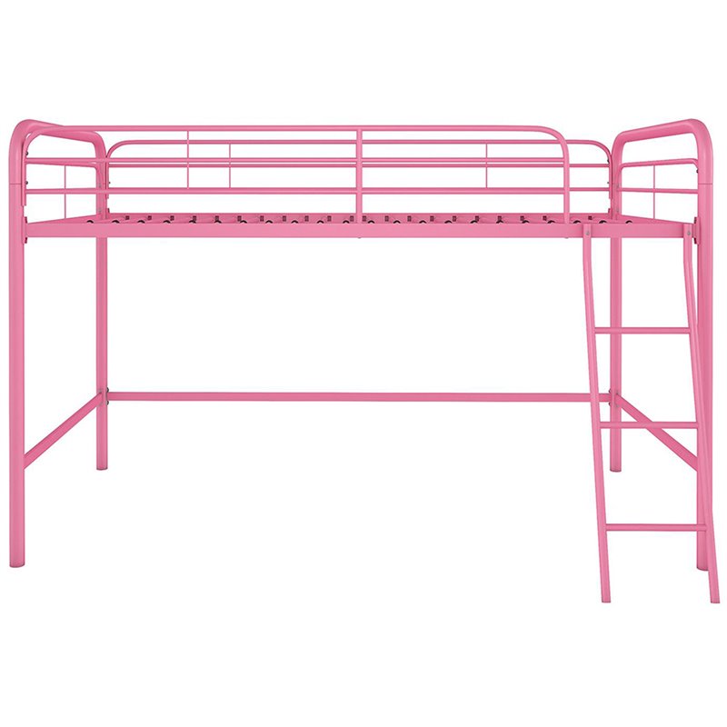 DHP Junior Twin Metal Loft Bed in Pink Cymax Business