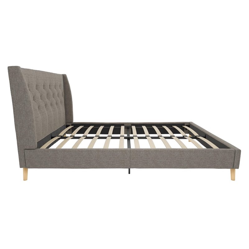 Novogratz Her Majesty Upholstered Queen Panel Bed in Gray