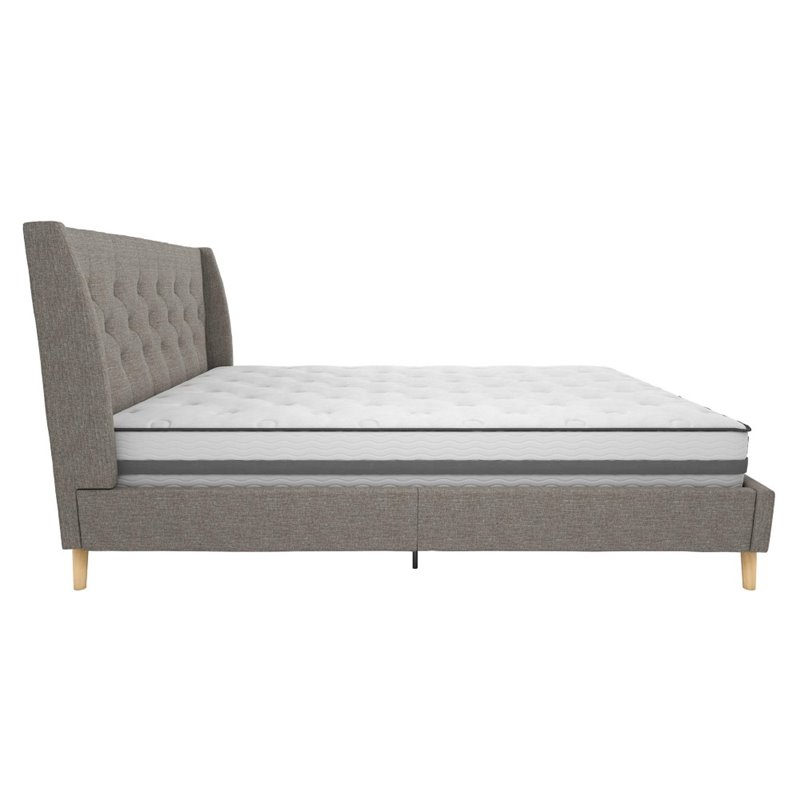 Novogratz Her Majesty Upholstered Queen Panel Bed in Gray