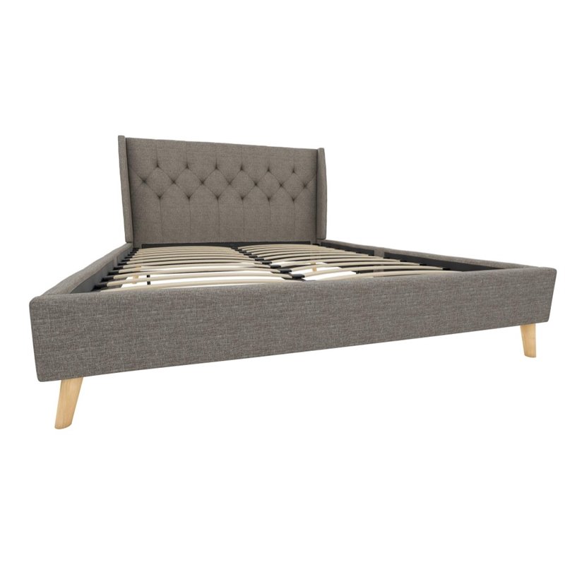 Novogratz Her Majesty Upholstered Queen Panel Bed In Gray 4135439n