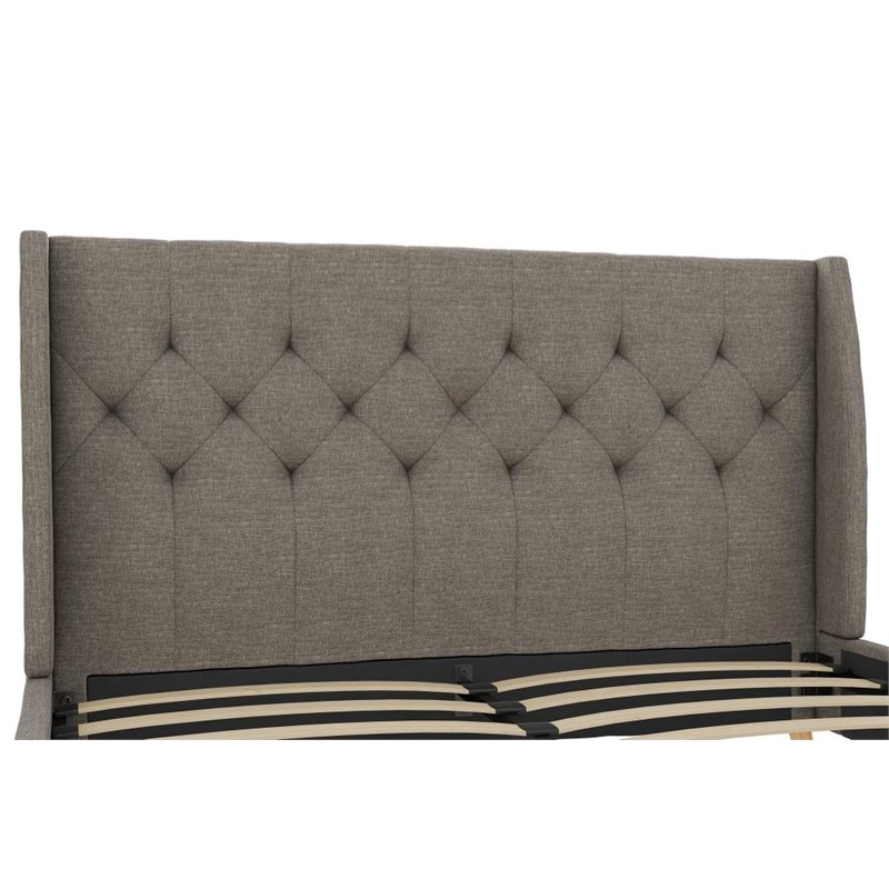 Novogratz Her Majesty Upholstered Queen Panel Bed in Gray