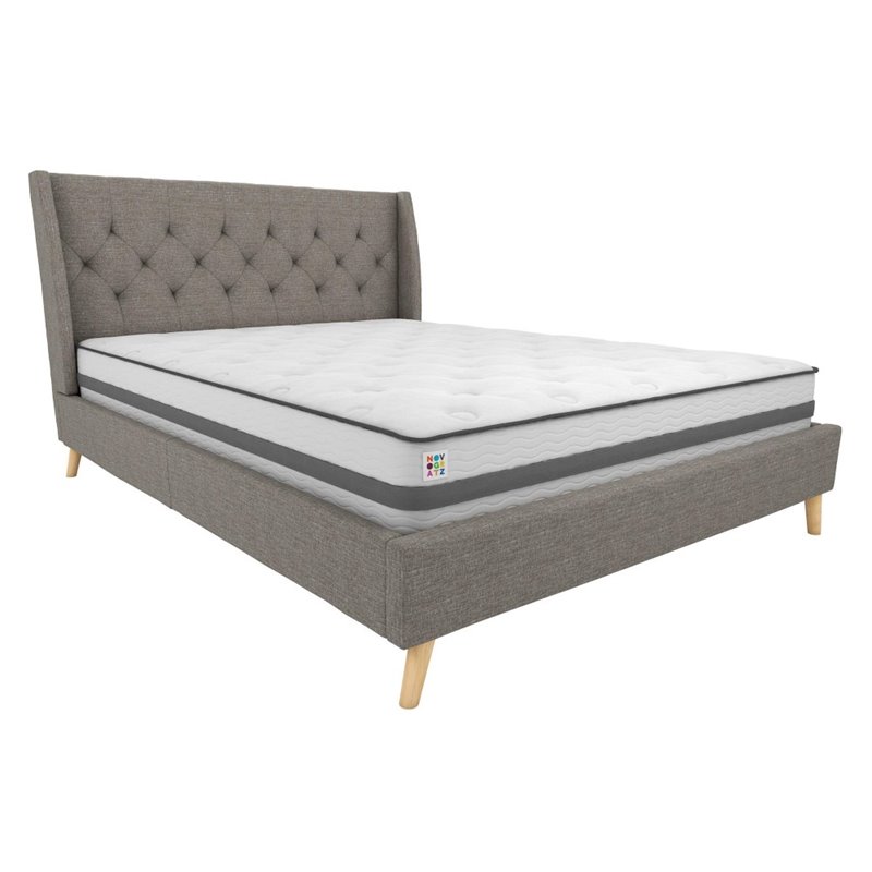 Novogratz Her Majesty Upholstered Queen Panel Bed in Gray
