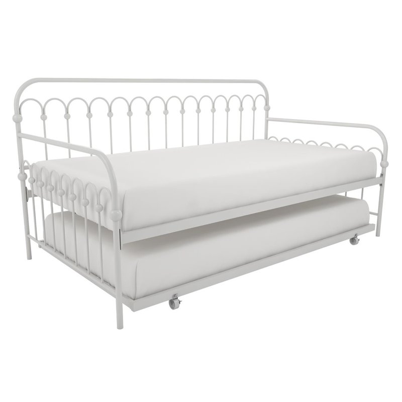 Novogratz Bright Pop Twin Metal Daybed with Roll Out Trundle in White ...