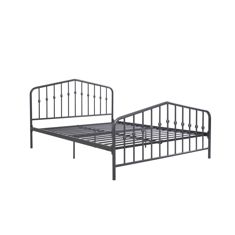 Novogratz Bushwick Queen Adjustable Metal Bed in Gray