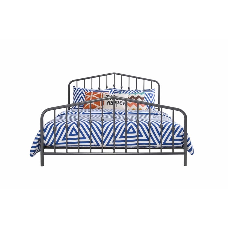 Novogratz Bushwick Queen Adjustable Metal Bed in Gray