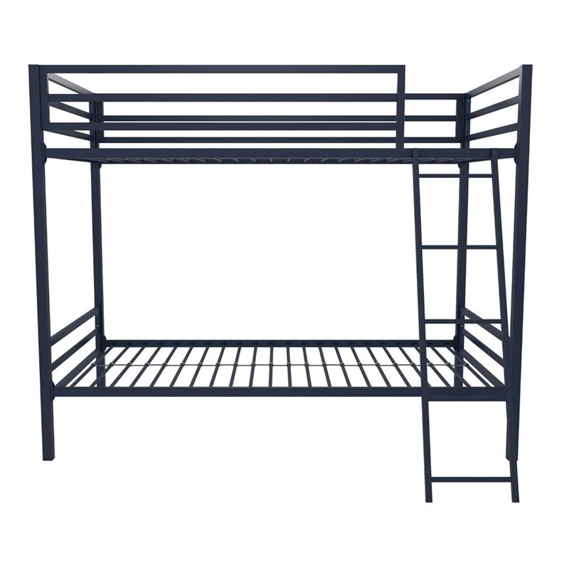 Novogratz Maxwell Twin over Twin Metal Bunk Bed in Navy Blue Cymax