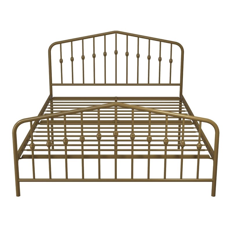 Novogratz Bushwick Queen Adjustable Metal Bed in Gold ...