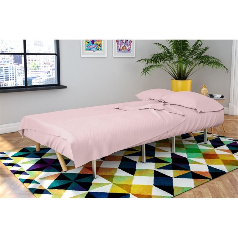 Novogratz 4 Piece Twin Futon Microfiber Sheet Set in Pink