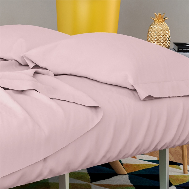 Novogratz 4 Piece Twin Futon Microfiber Sheet Set in Pink