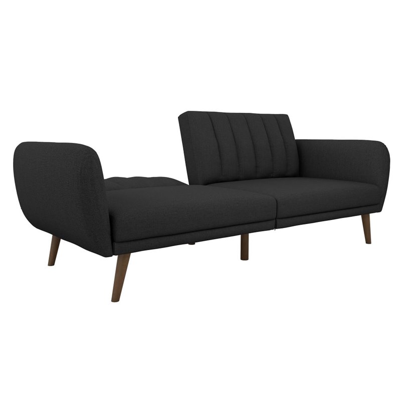 Novogratz Brittany Traditional Fabric Linen Sleeper Sofa in Dark Gray
