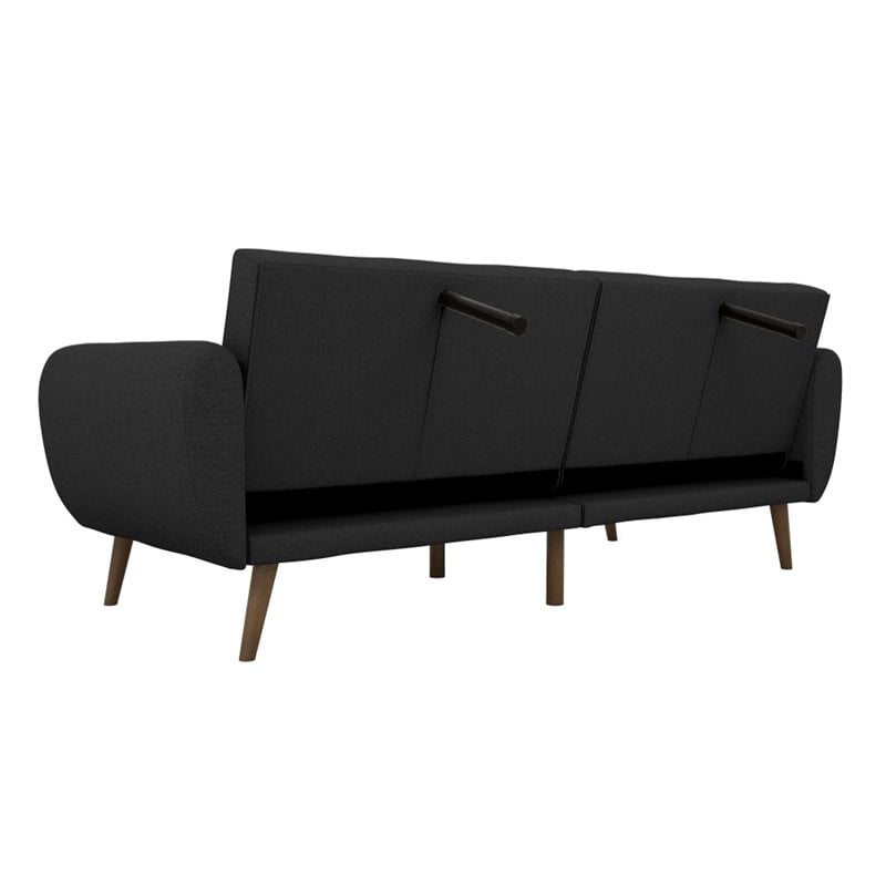 Novogratz Brittany Traditional Fabric Linen Sleeper Sofa in Dark Gray