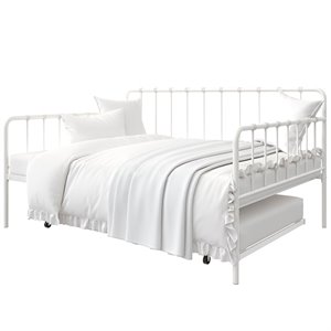 dhp aubrey metal daybed with trundle in white