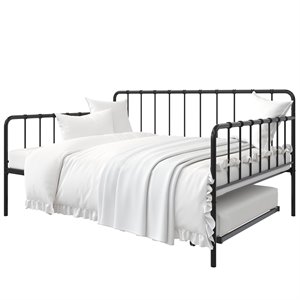 dhp aubrey metal daybed with trundle in black