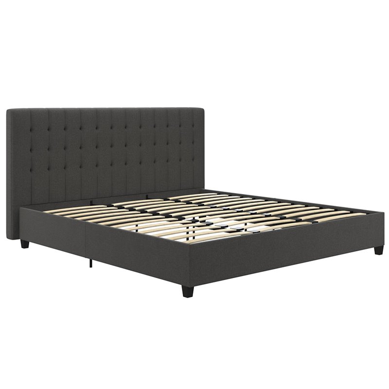 DHP Eva Tufted King Panel Bed in Gray