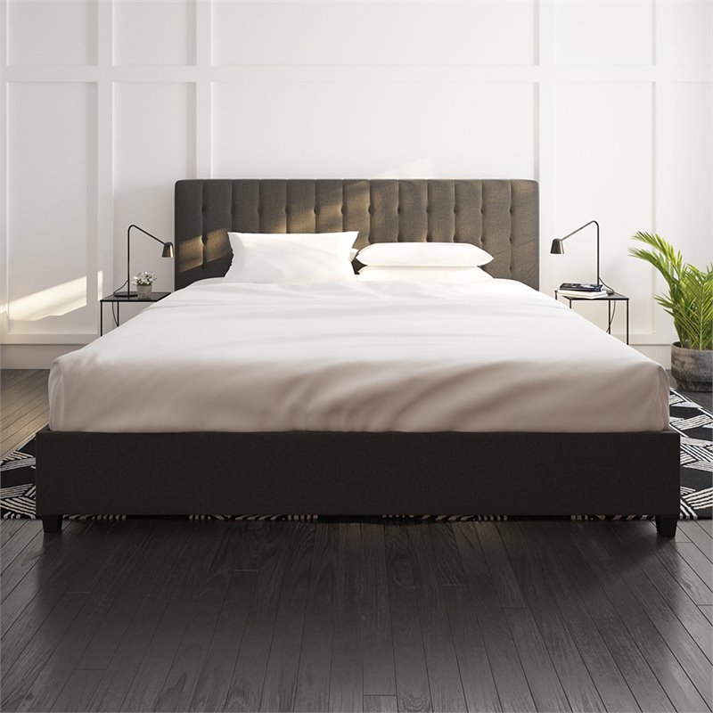 DHP Eva Tufted King Panel Bed in Gray