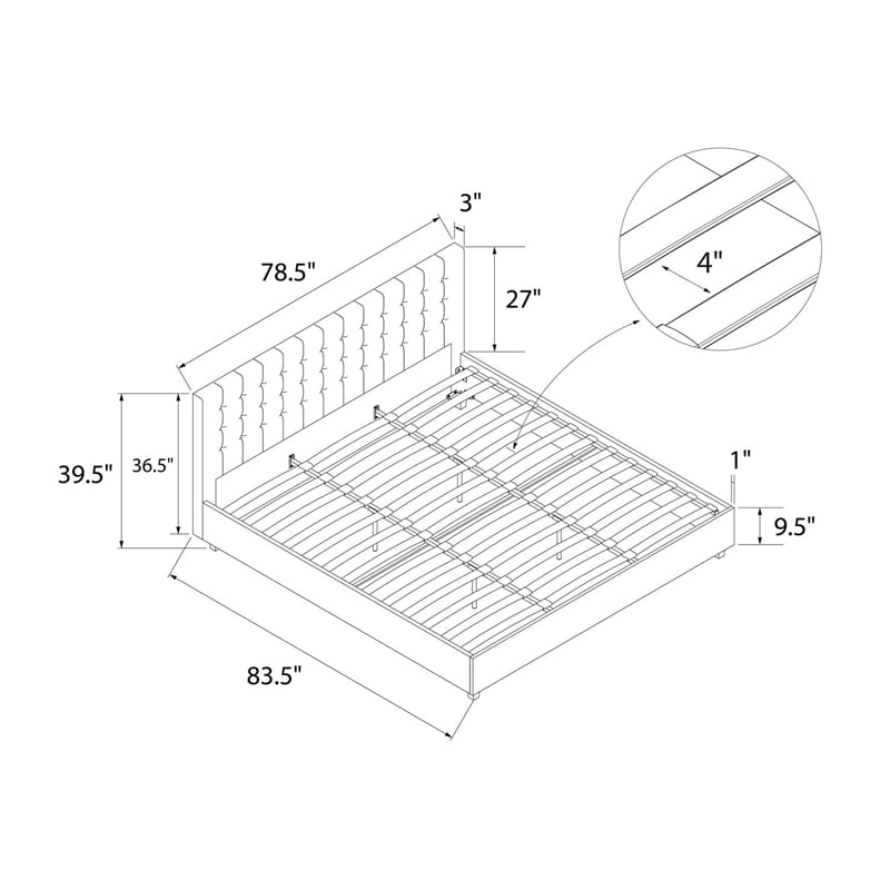DHP Eva Tufted King Panel Bed in Gray