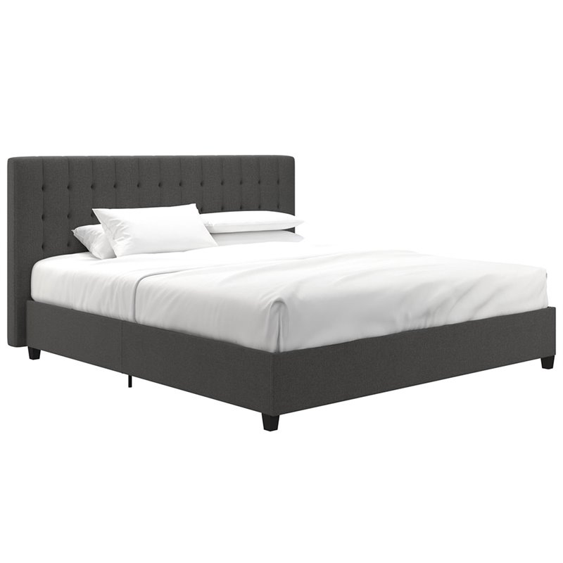 DHP Eva Tufted King Panel Bed in Gray