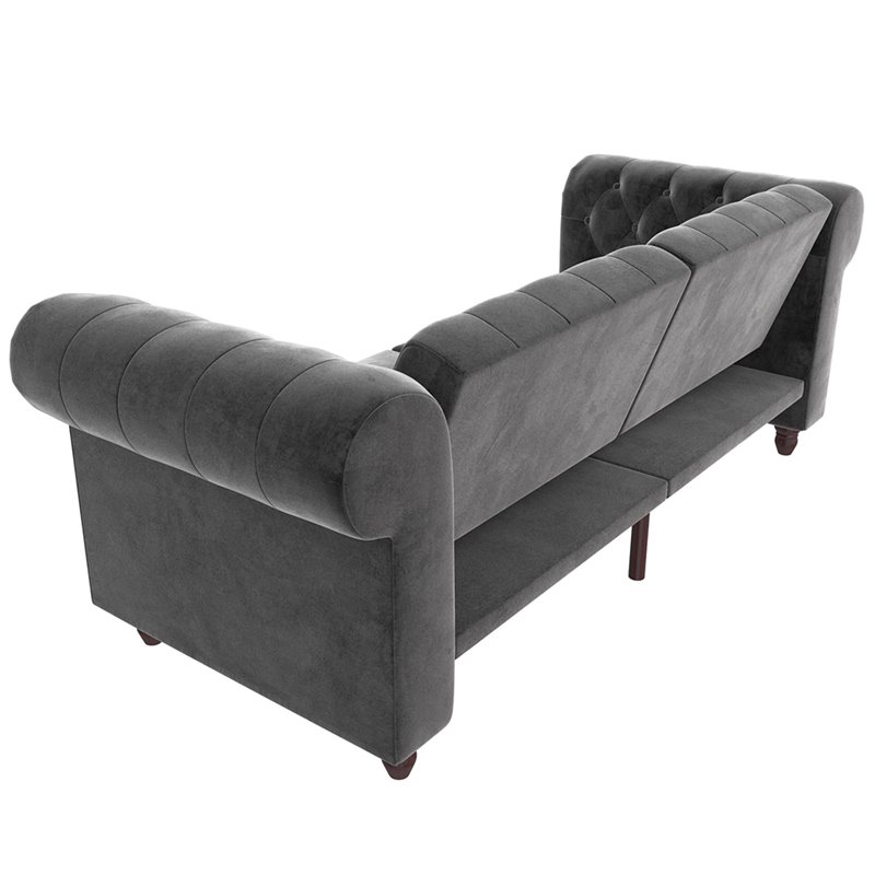 DHP Furini Tufted Sleeper Sofa in Gray