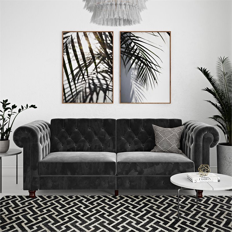 DHP Furini Tufted Sleeper Sofa in Gray