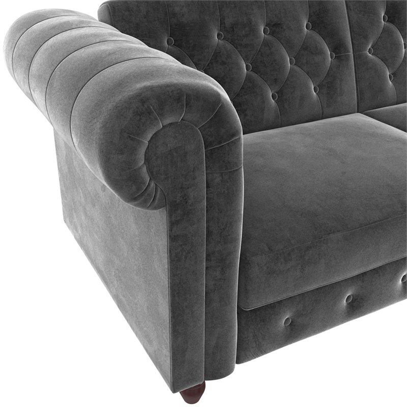 DHP Furini Tufted Sleeper Sofa in Gray