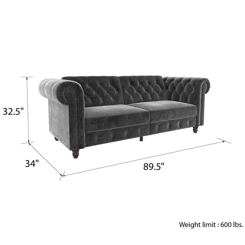 DHP Furini Tufted Sleeper Sofa in Gray