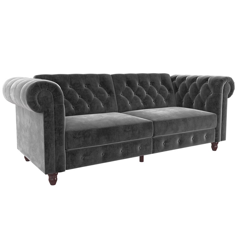 DHP Furini Tufted Sleeper Sofa in Gray