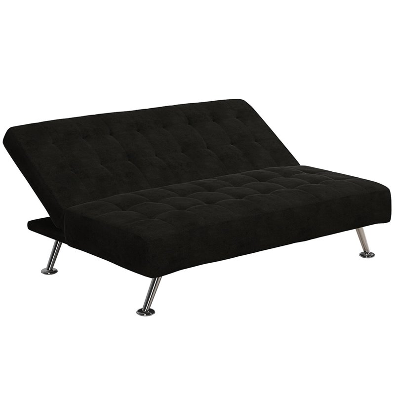 DHP Mabel Tufted Sleeper Sofa in Black and Chrome
