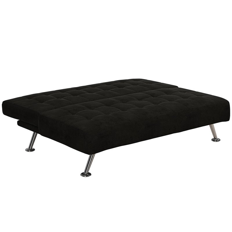DHP Mabel Tufted Sleeper Sofa in Black and Chrome