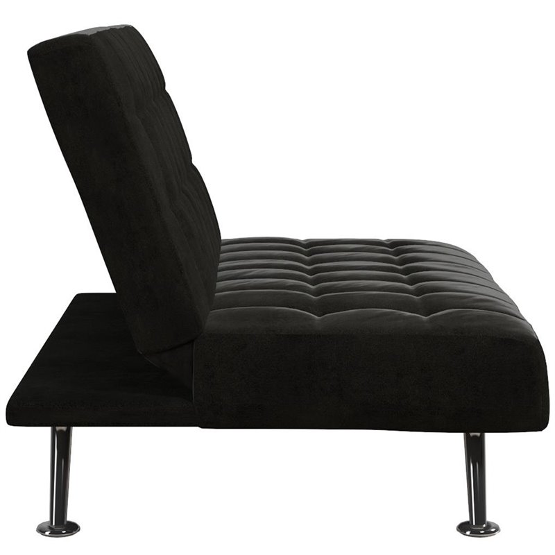 DHP Mabel Tufted Sleeper Sofa in Black and Chrome