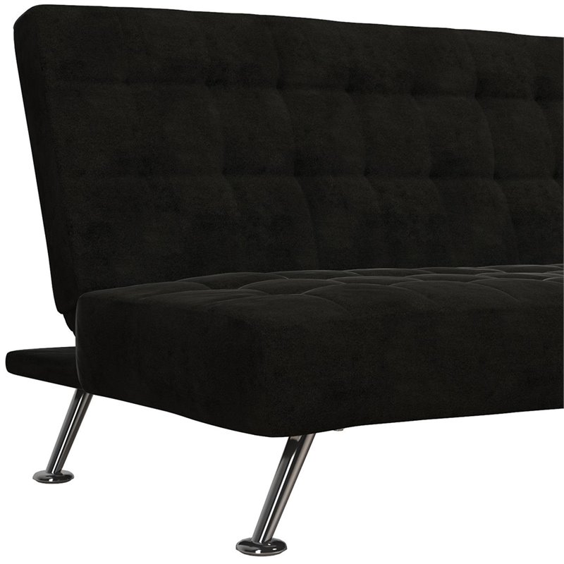DHP Mabel Tufted Sleeper Sofa in Black and Chrome