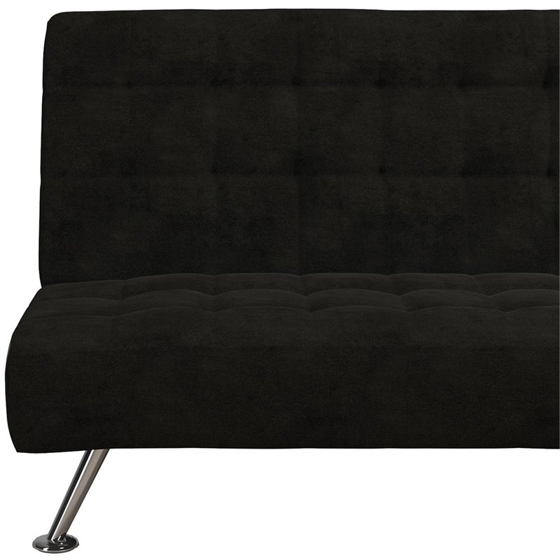 DHP Mabel Tufted Sleeper Sofa in Black and Chrome