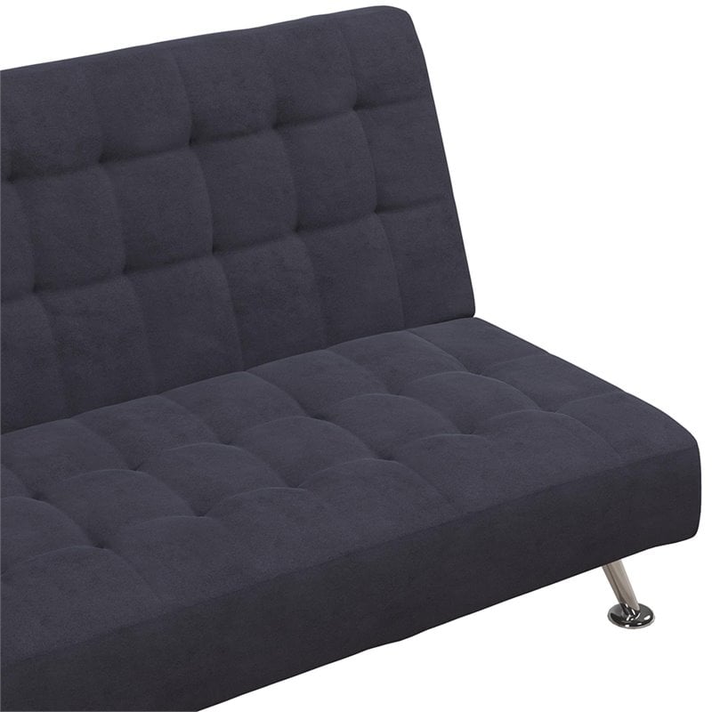 DHP Mabel Tufted Sleeper Sofa in Dark Blue and Chrome