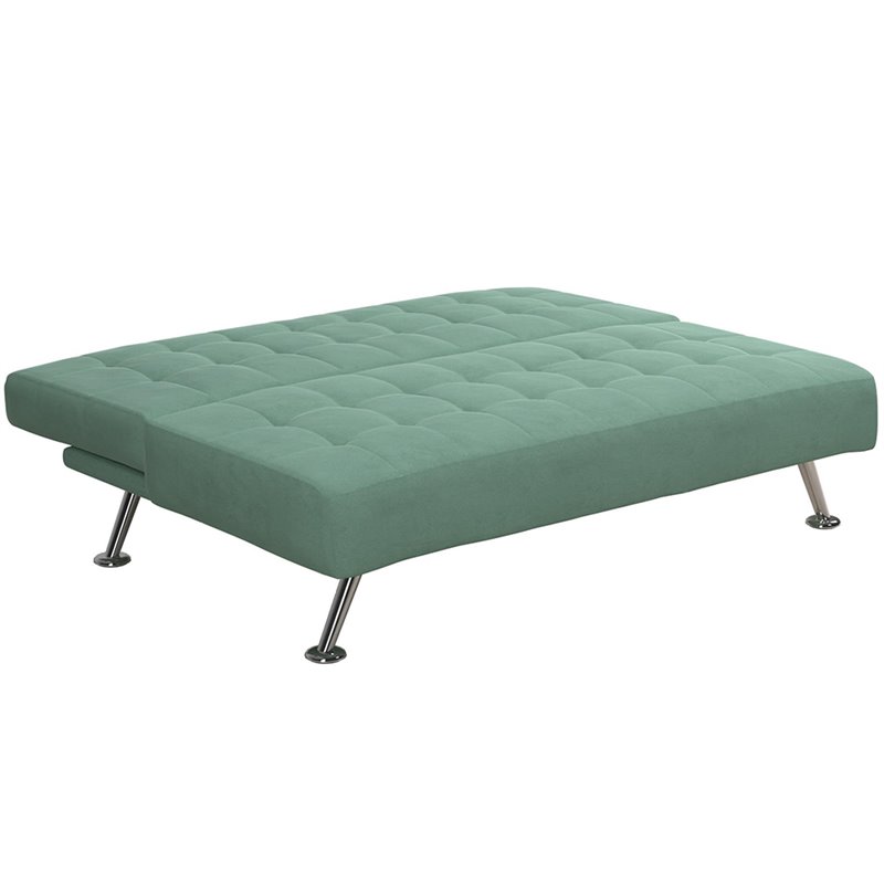 DHP Mabel Tufted Sleeper Sofa in Teal and Chrome