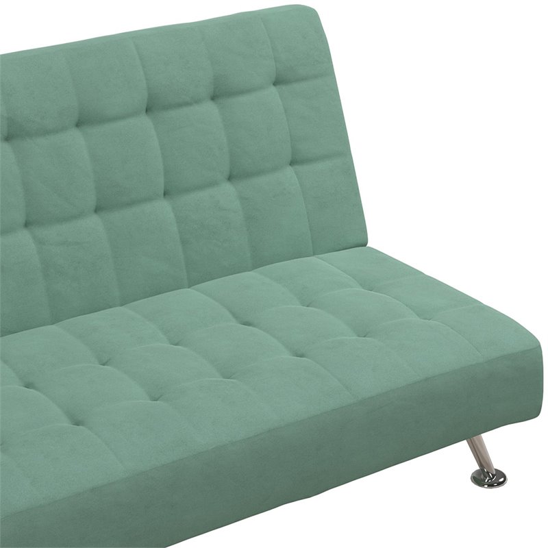 DHP Mabel Tufted Sleeper Sofa in Teal and Chrome