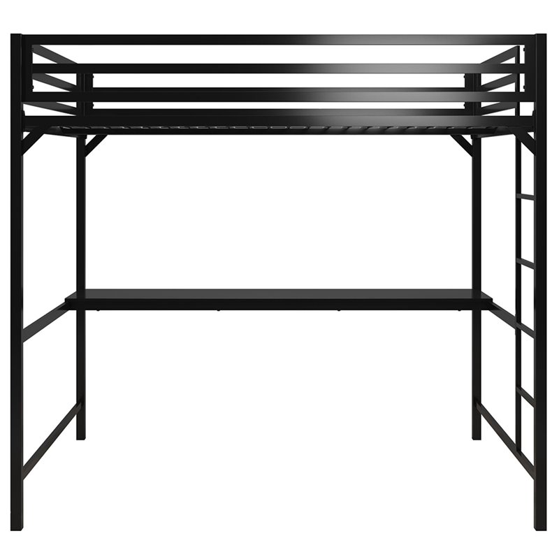 DHP Mabel Full Metal Loft Bed with Desk in Black