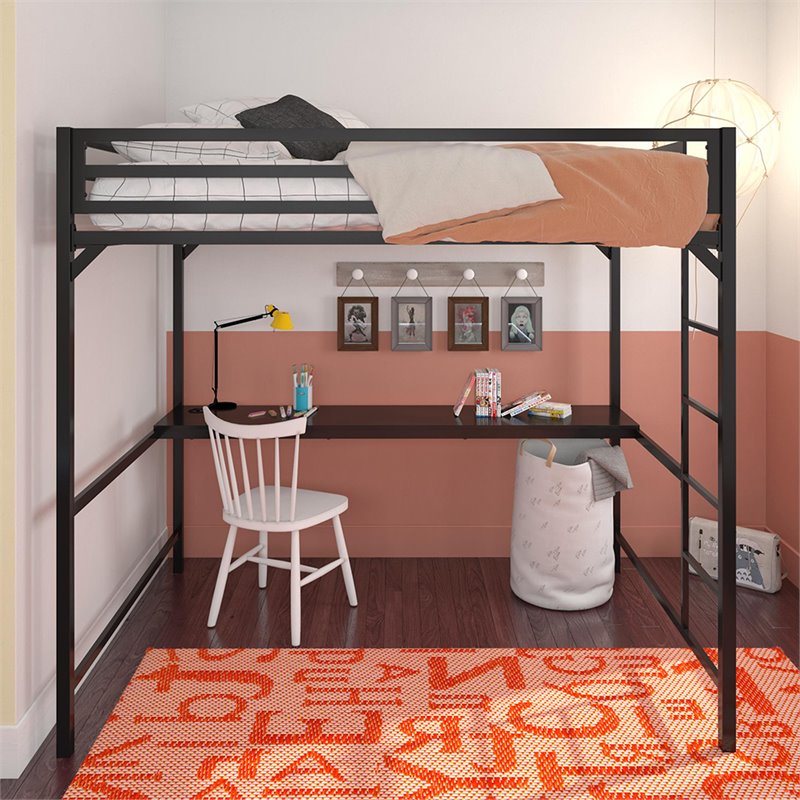 Dhp Mabel Full Metal Loft Bed With Desk, We Furniture Loft Bunk Bed Full Metal Black
