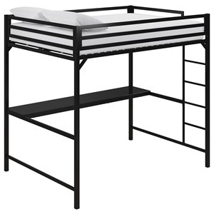 dhp mabel metal loft bed with desk in black