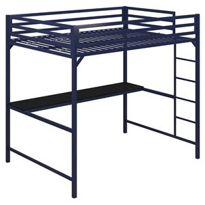 dhp mabel metal loft bed with desk in blue