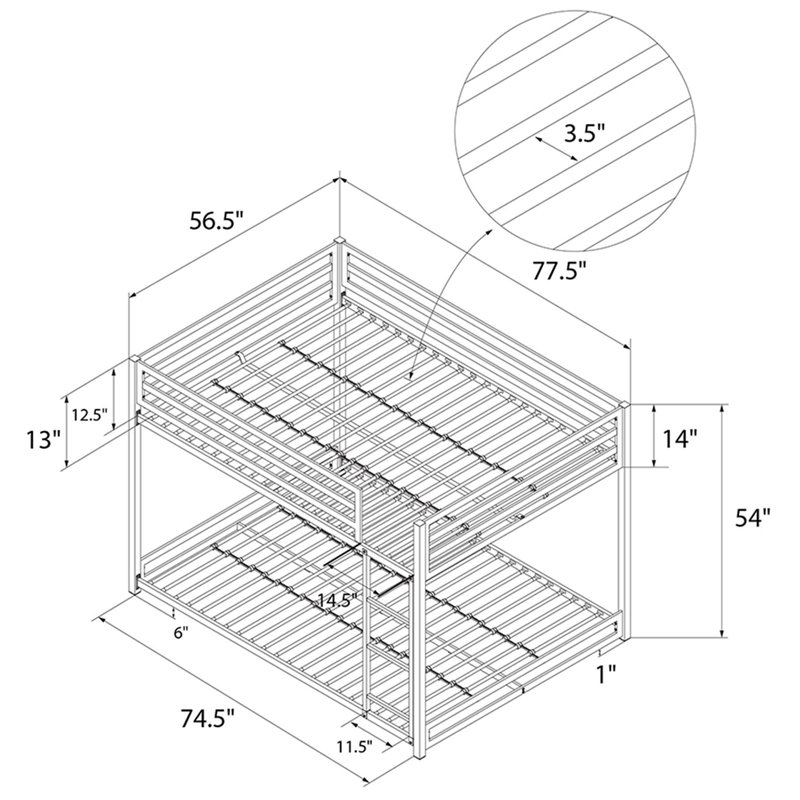 DHP Mabel Full Over Full Metal Bunk Bed in Blue