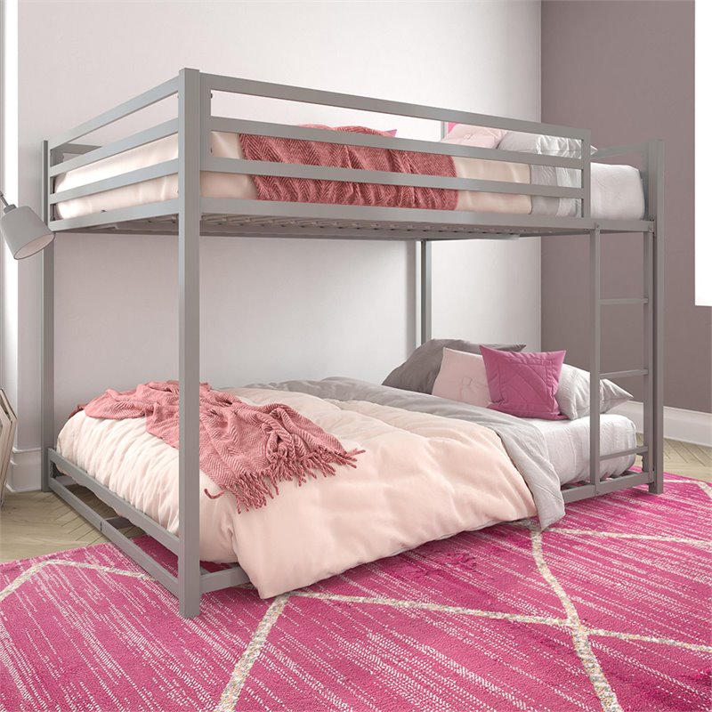 DHP Mabel Full Over Full Metal Bunk Bed in Silver