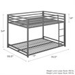 DHP Mabel Full Over Full Metal Bunk Bed in Silver