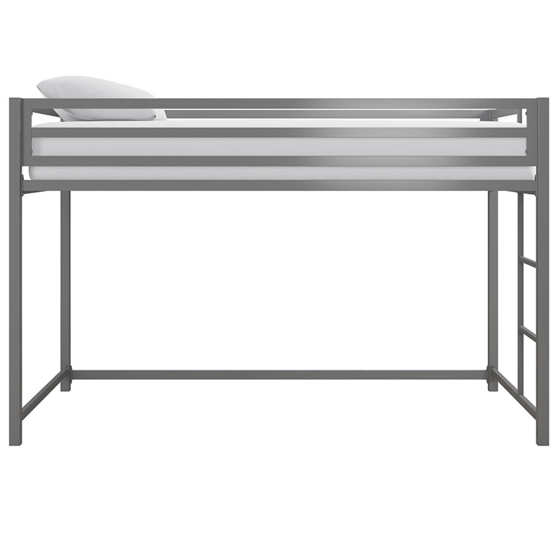 DHP Mabel Twin Metal Junior Loft Bed in Silver